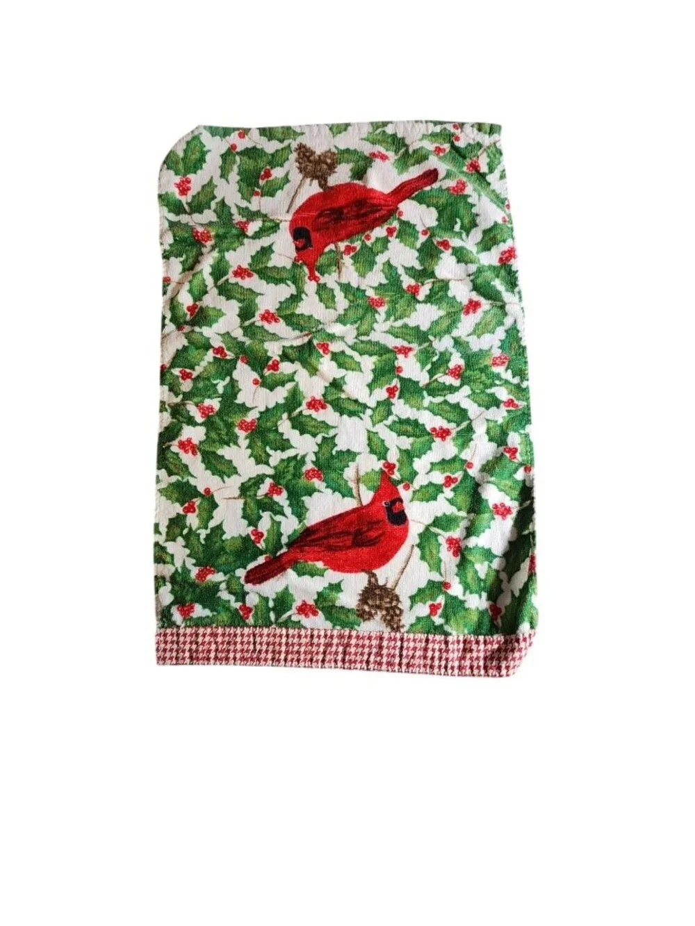 Christmas Hand Towels Set of 3 Cardinals Trees Cotton Cottagecore Holiday Decor